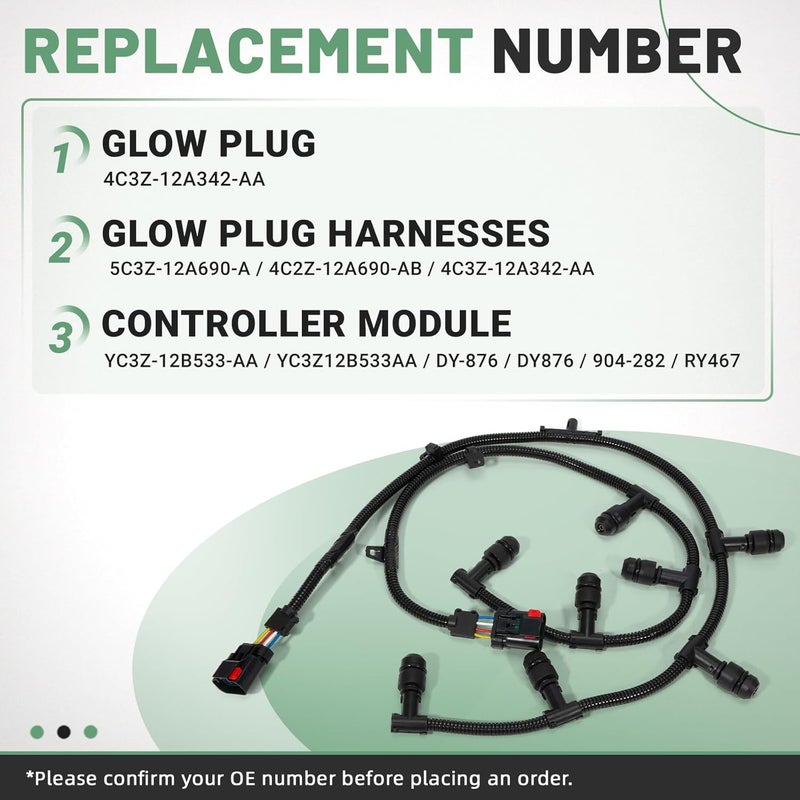 VORGENS Powerstroke Glow Plugs Harnesses Controller, GPCM Kit Compatible with 2004-2010 Ford F250/F350/F450/F550/E350/E450/Excursion, 6.0L #Replace 5C3Z-12A690-A, 4C2Z-12A690-AB, YC3Z-12B533-AA - Image 3